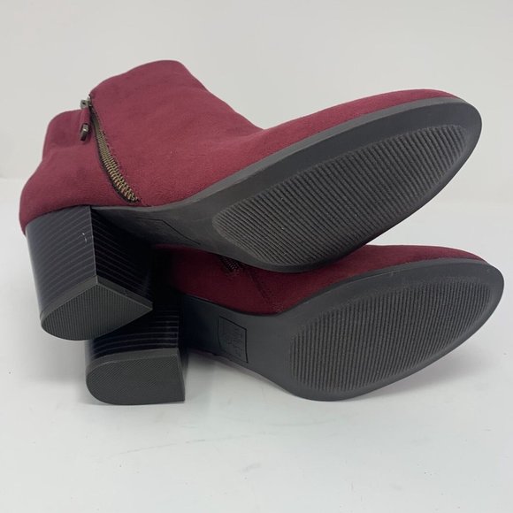 Style & Co‎ Masrinaaf Ankle Bootie Women's 10.5M Wine Side Zip Block Heel S0548 - Picture 7 of 10